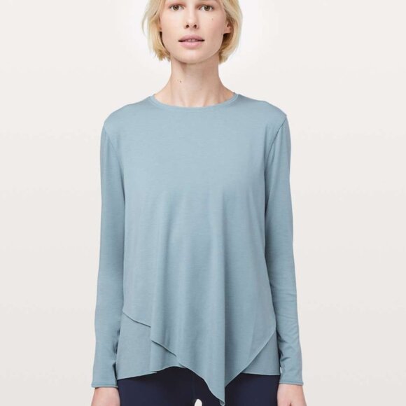 Lululemon | Tencel Sweetest Day Long Sleeve Tee " Blue Cast" Lounge | Size 8* - Picture 2 of 9